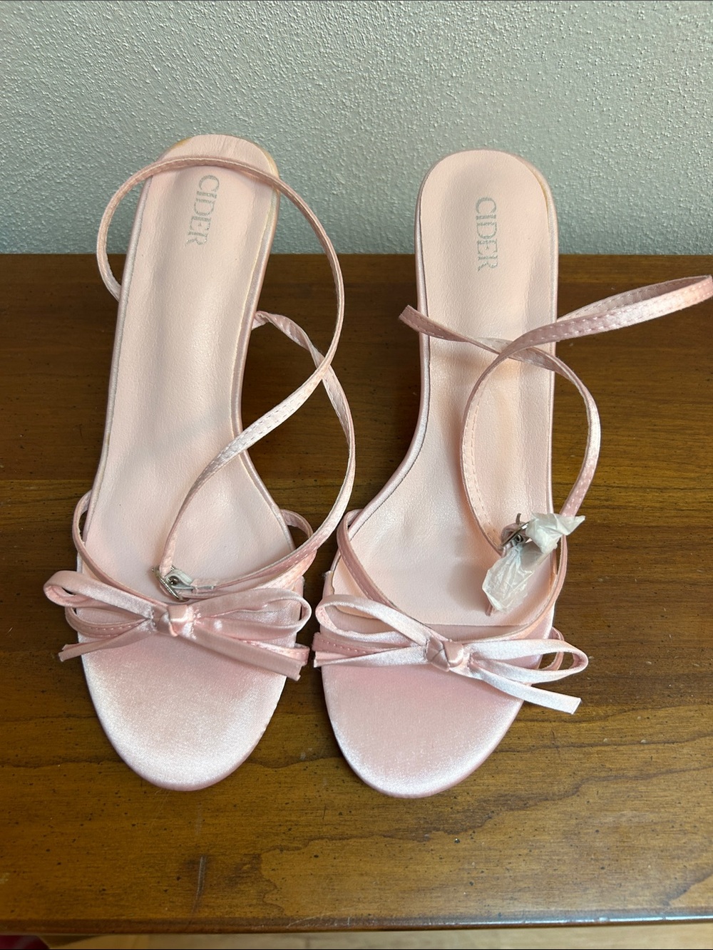 Cider Pink Satin Strappy Bow Heels